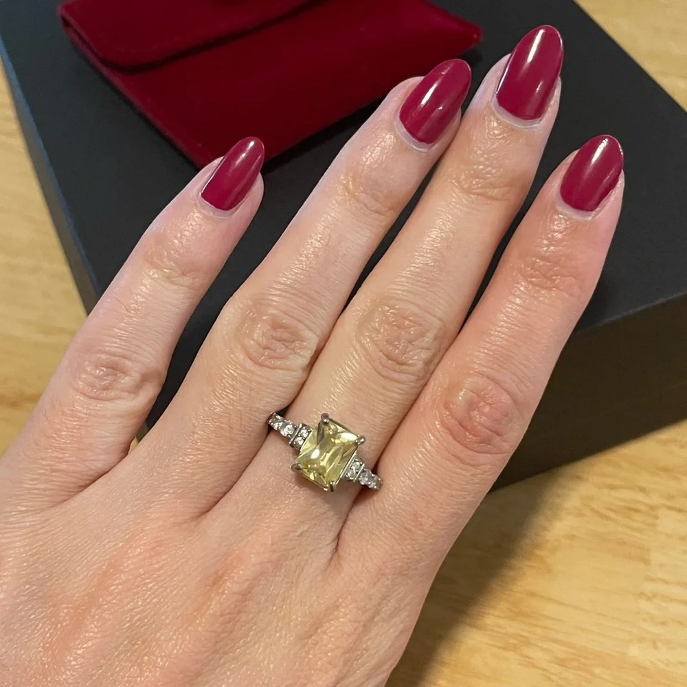 925 Sterling Silver Cubic Zirconia and Citrine Ring - Picture 1 of 5